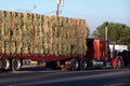 Side view of a hay hauling truck on scales