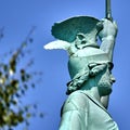 Side view of the head of the Hermann monument near Detmold, Germany