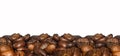 Side view, Heap coffee beans. White background