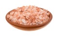 Side view of Himalayan pink salt in a small bowl