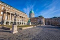 Side view of historical Buda Castle located in the capitol of the country, shot taken during winter sunny day Royalty Free Stock Photo