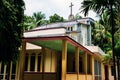 Side view of a holy cathedral church for the catholic believers for prayers