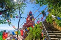 Side view of Holy statue of Guru Padmasambhava or born from a lotus, Guru Rinpoche, was a Indian tantric Buddhist Vajra master who