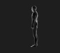 Side view of human body. Wireframe model on black, artificial