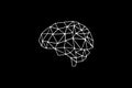Side View of Human Brain White Wireframe. Royalty Free Stock Photo
