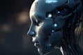 Side view of humanoid android head. Generative AI