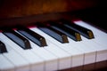 Close up to the piano keyboard background with selective focus. Royalty Free Stock Photo