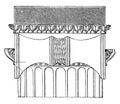 Side View of the Ionic Capital, the Temple of Minerva Polias at Priene, vintage engraving