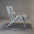 3d Rendering Cavett Wood Chair clay model with neutral background side view
