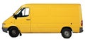 Side view of isolated yellow white utility delivery van