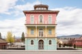 side view of an italianate home with a multistory belvedere Royalty Free Stock Photo