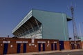Side view of the Kop Stand at Tranmere Rovers Wirral April 2019 Royalty Free Stock Photo