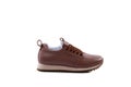 Side view of leather brown unisex sneaker