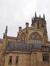 Side view of leeds minster with tower and architectural details from the street Royalty Free Stock Photo