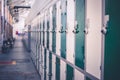 Side view of a locker hall in a university