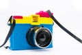 Side view of lomographic diana camera on white background