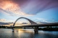 Side view of Lusitania Santiago Calatrava Bridge in Merida Spain Royalty Free Stock Photo