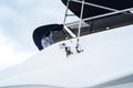 Side view of a luxury yacht at the marina Royalty Free Stock Photo