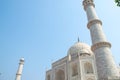 Side view of majestic Taj Mahal in Agra. One of seven wonders of the World Royalty Free Stock Photo