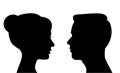 Side view of man and woman face vector illustration Royalty Free Stock Photo