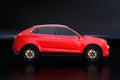 Side view of metallic red Electric SUV concept car isolated on black background Royalty Free Stock Photo