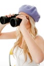 Side view of model looking through binocular Royalty Free Stock Photo