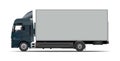 Side view of a modern large grey cargo truck with copy space isolated on a white background Royalty Free Stock Photo