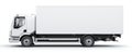 The side view of a modern white delivery truck for transportation. AI generated image Royalty Free Stock Photo