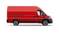 Side view of a modern white delivery van, positioned against an isolated background, representing transportation and Royalty Free Stock Photo