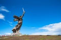 Side view of Motherland Calls monument in Mamayev Kurgan in Volgograd, Russia. Royalty Free Stock Photo