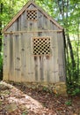 Side view of mountain cabin