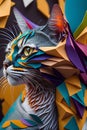 A side view of a multi-colored cat illustration. Royalty Free Stock Photo