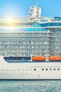 Side view of multi-deck cruise ship with cabin windows Royalty Free Stock Photo