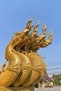 Side view of Naga or Dragon balustrade leading to the main shrine hall at the Golden Temple, Wat Sri Panton, in Nan, Thailand