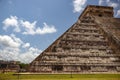 Side view of the nine steps of the Mayan pyramid Royalty Free Stock Photo