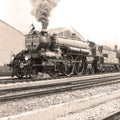 Side view of an old-fashioned steam locomotive Royalty Free Stock Photo