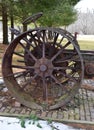 Side view of old iron tractor Royalty Free Stock Photo