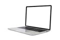 Side view of Open laptop computer. Modern thin edge slim design. Royalty Free Stock Photo