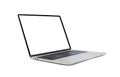 Side view of Open laptop computer. Modern thin edge slim design. Royalty Free Stock Photo