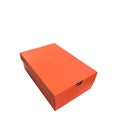 Side view of the orange cardboard box. Royalty Free Stock Photo