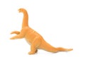 Side view orange diplodocus toy