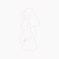 Side View Outline Style Pregnant Woman Vector Illustration