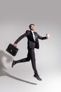 side view of overjoyed businessman with