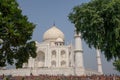 The side view of the park and Taj Mahal in Agra, India.