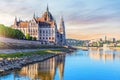Side view of the Parliament building on Danube River, Budapest, Hungary Royalty Free Stock Photo