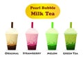 Side view, Pearl Bubble Milk Tea on white, vector