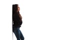 Side view of a pensive woman standing with hands crossed Royalty Free Stock Photo