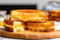 side view of a perfect golden-brown grilled cheese sandwich