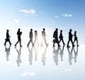 Side View Photo of Business People Walking In Outdoors Royalty Free Stock Photo