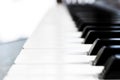 Side view of piano keys. Close-up of piano keys. Close frontal view. Piano keyboard with selective focus. Diagonal view. Piano key Royalty Free Stock Photo